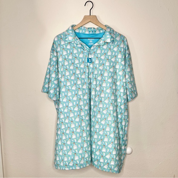 Bogey Bros Tequila Men's Polo Big and Tall Size 3X Blue UPF Golf Athletic Comfy - Picture 3 of 9